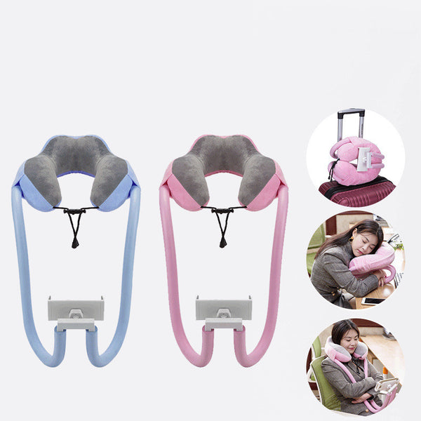 Travel Neck Pillow with Phone Holder