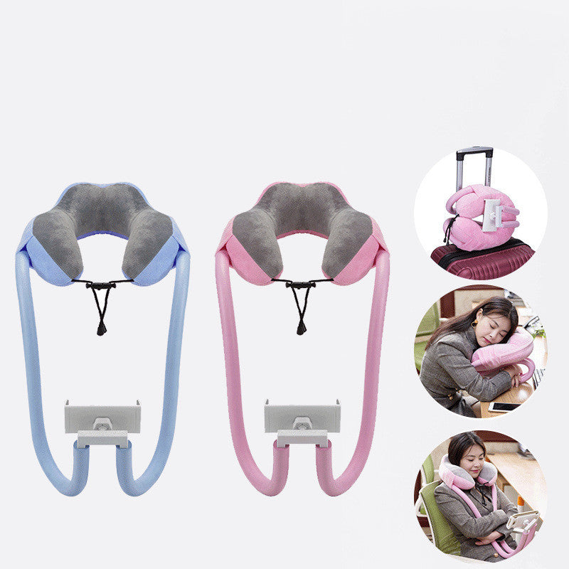Travel Neck Pillow with Phone Holder